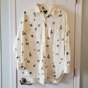Roots Floral Print Button Up Blouse